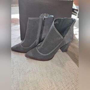 Vince Camuto Gray Perforated Ankle Booties